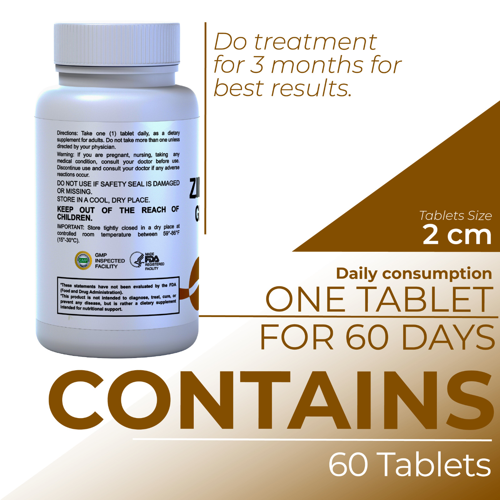 ZINC 25 mg (Gluconate) – Against infections – Wound Healing – 60 Cap