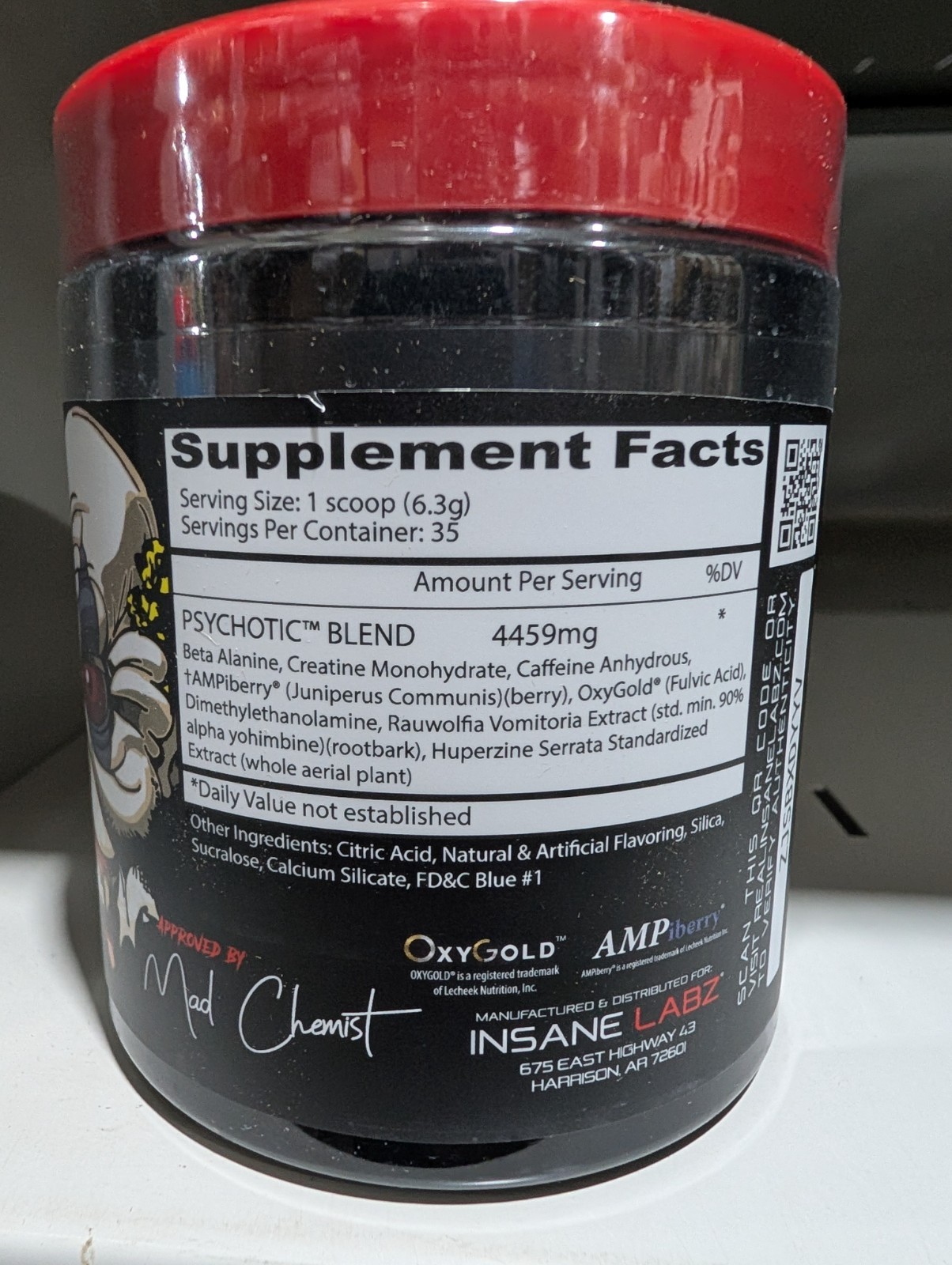 Insane Labz Pre Workout Powder Blue Raspberry Flavor 30 Serv *EXP 1/2028*