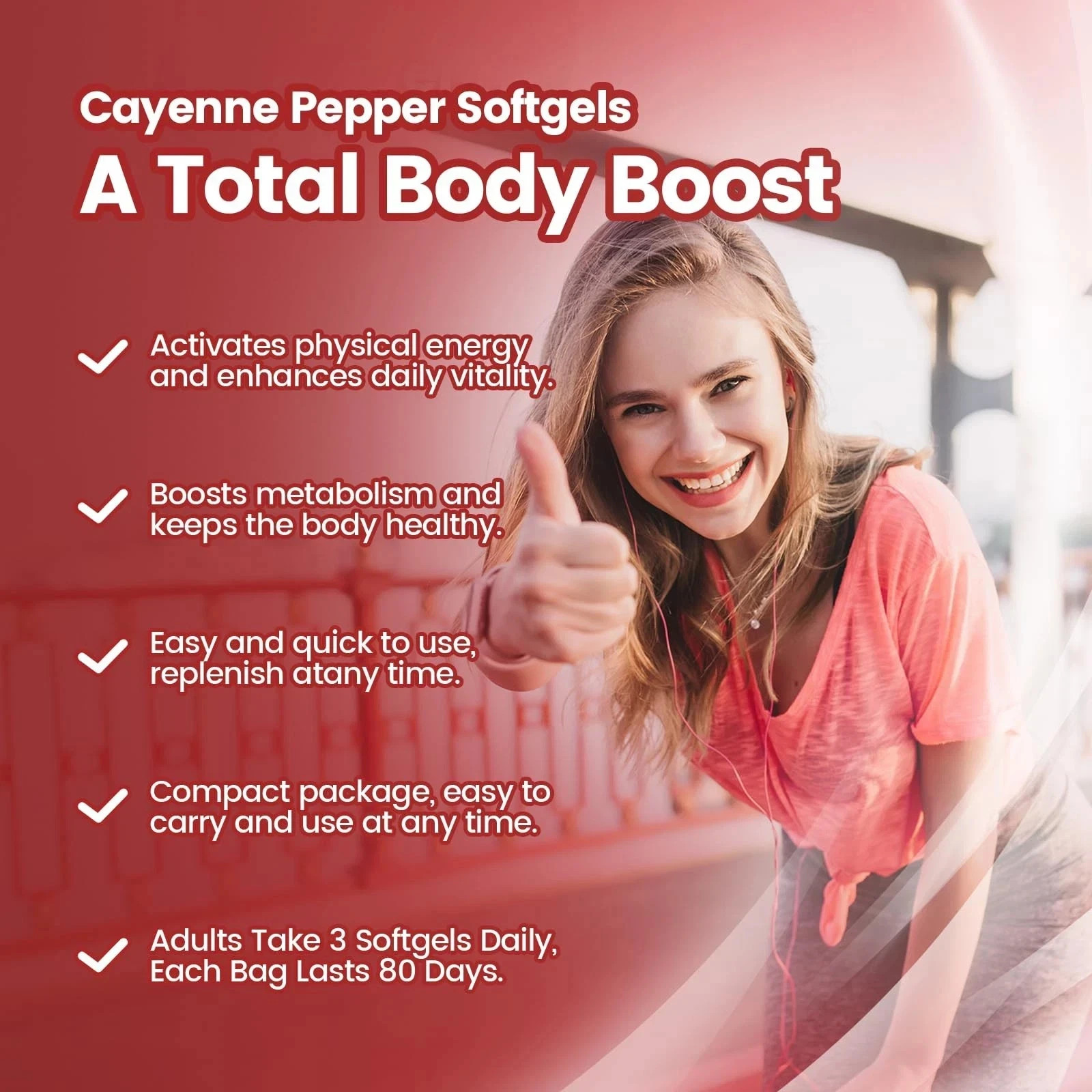 Cayenne Pepper Softgels Supplement, Supports Leg Vein- Heart and Blood Vessel US