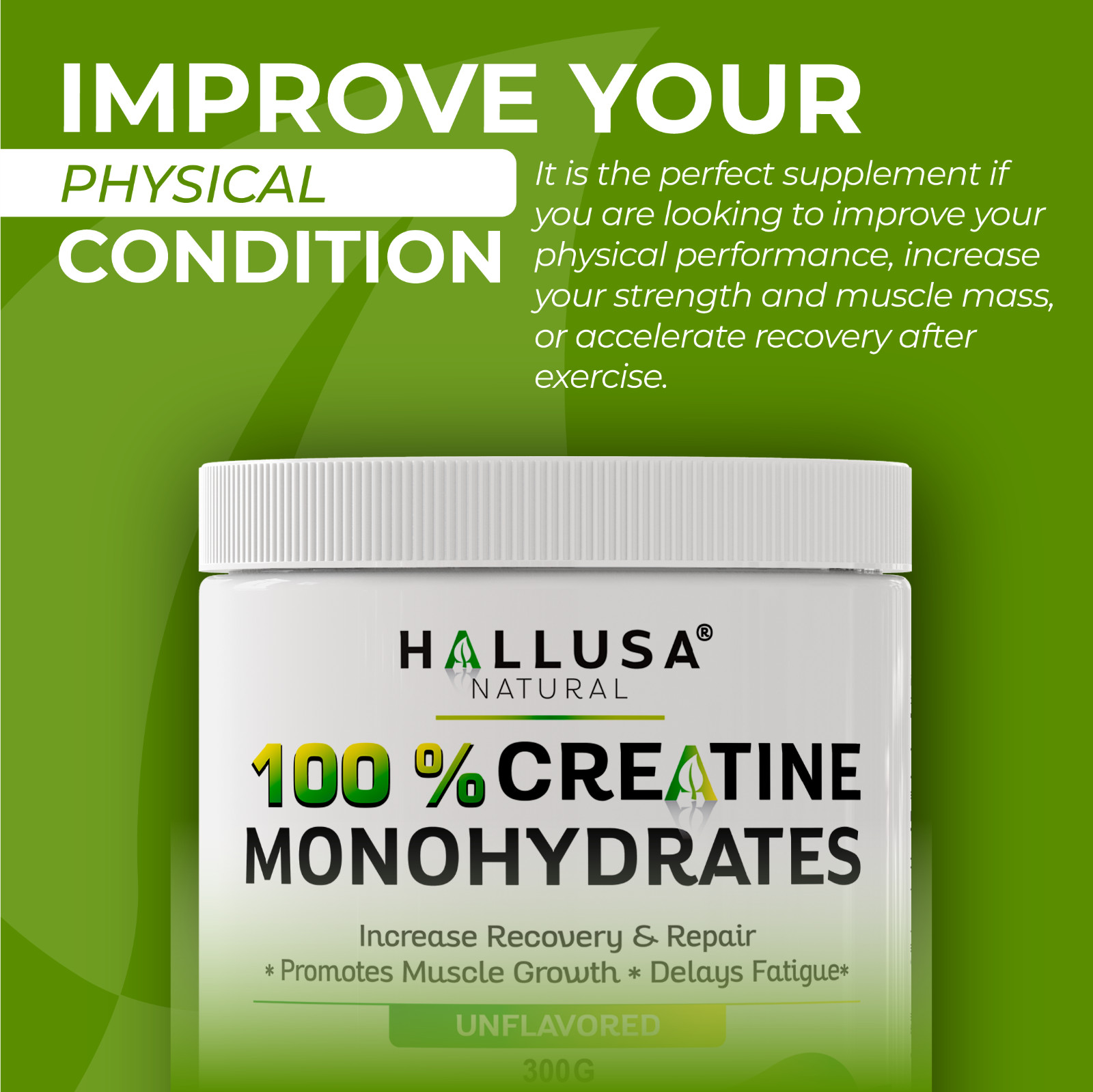 CREATINE Monohydrate Powder – Muscle Development, Enhanced Strength – 60 Serving