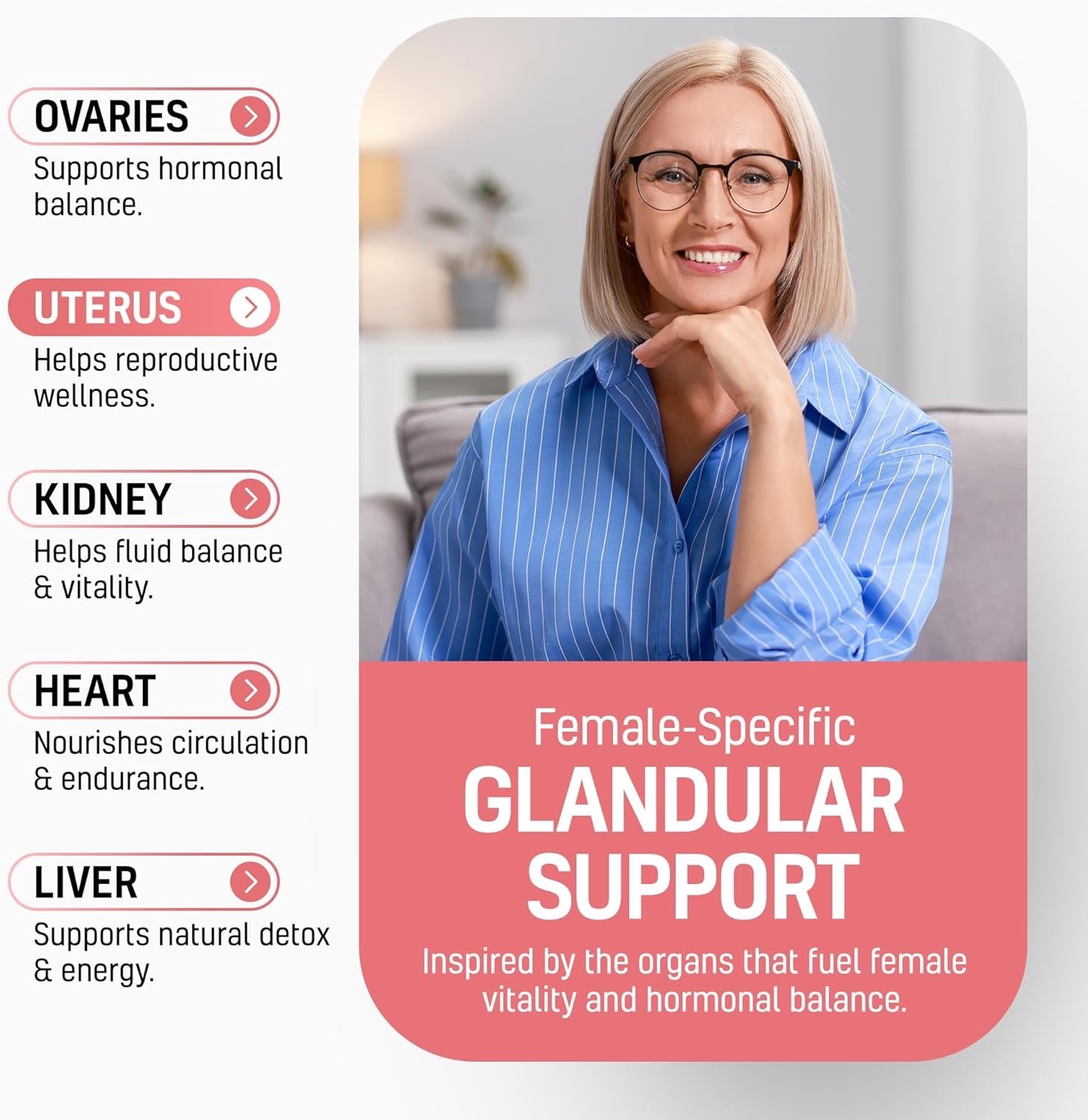 Beef Organ Supplement for Women 6 in 1 Complex Hormone Balance Energy Grass-Fed