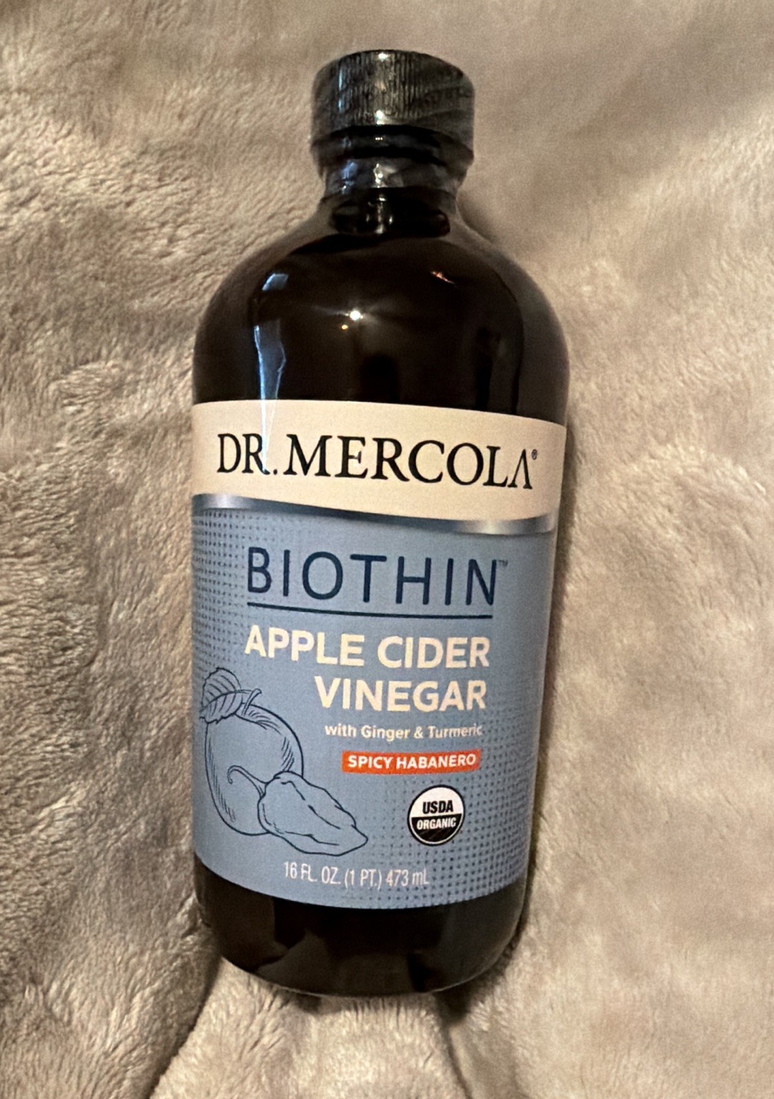 Dr. Mercola Biothin Apple Cider Vinegar Liquid Ginger Turmeric Habanero 16 fl oz