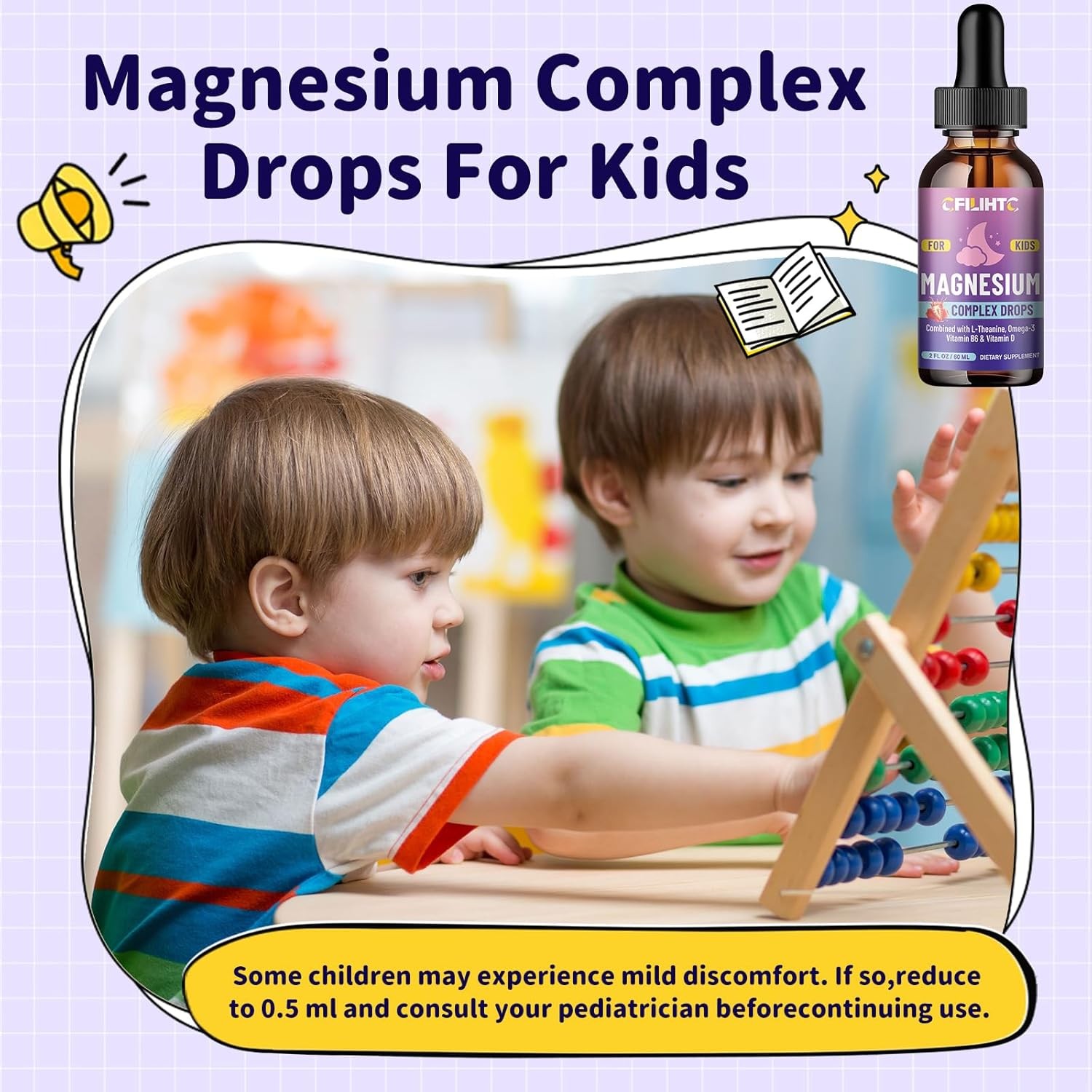 Kids Magnesium Liquid Drops-Magnesium Glycinate Liquid Designed for Kids