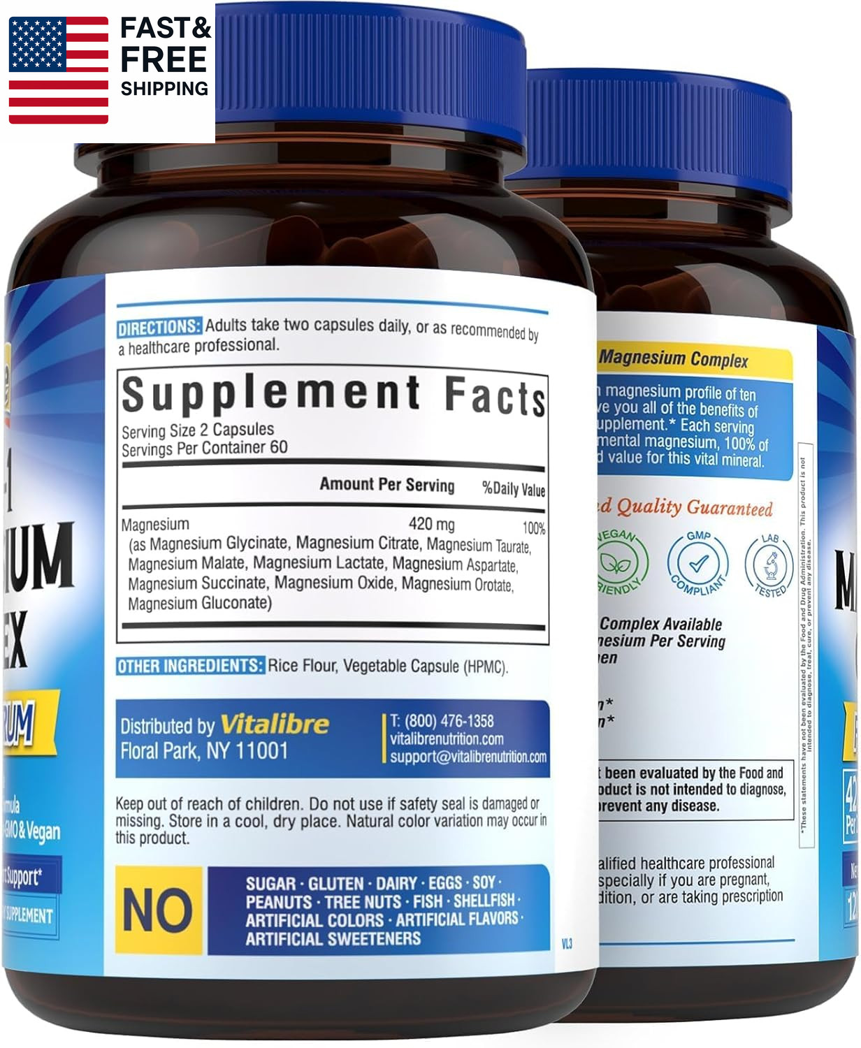 10 in 1 Magnesium Complex, 420Mg Elemental Magnesium | Ultra Strength, Max Absor
