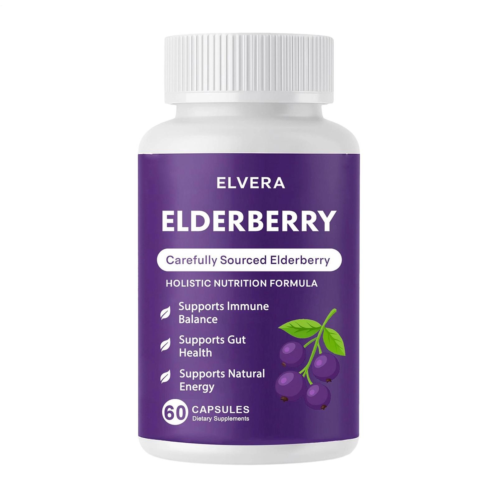Premium Elvera Elderberry Gut Support Complex – Organic Black Elderberry Soft Ca