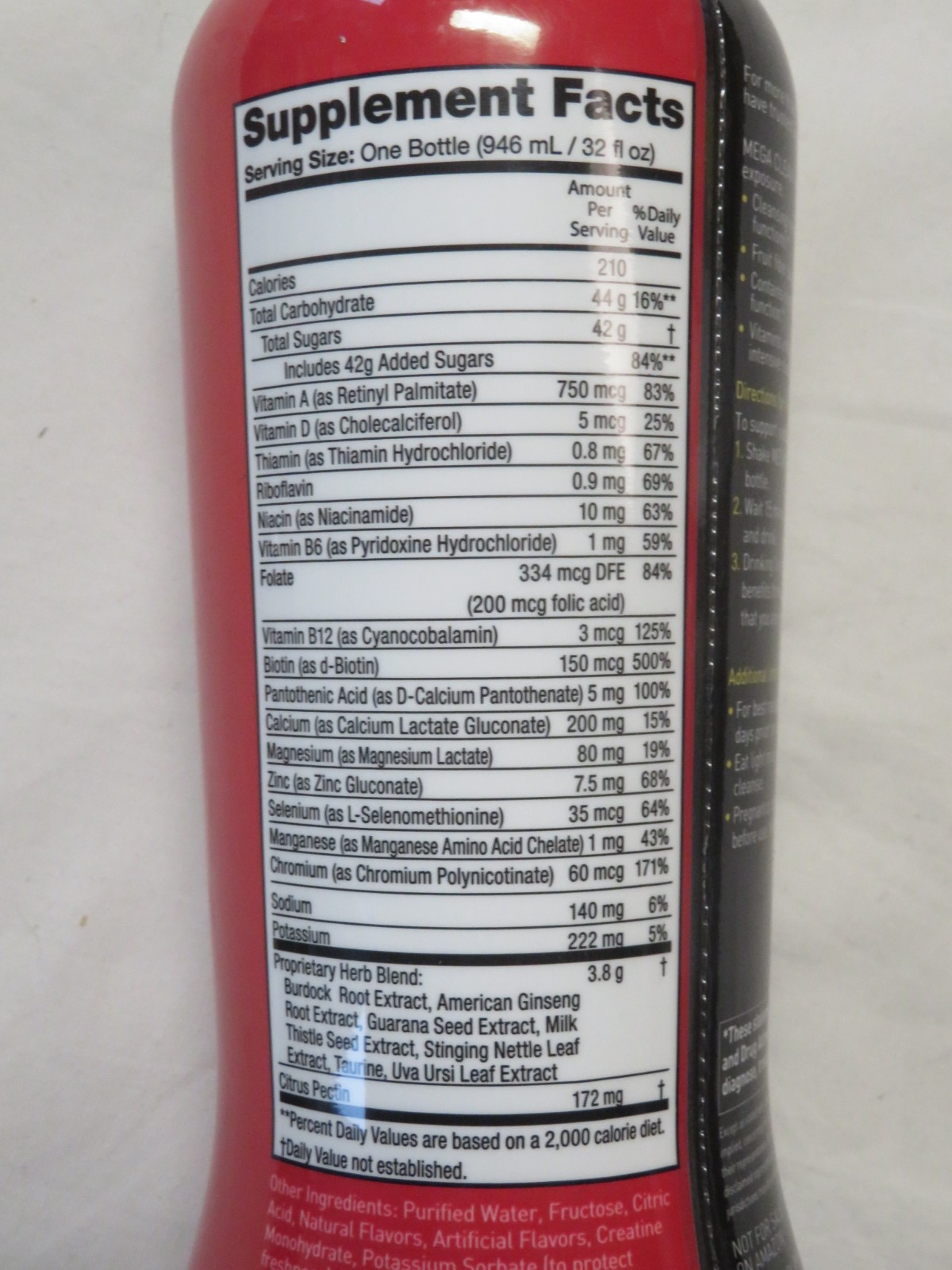 Detoxify Mega Clean Herbal Cleanse Dietary Supplement Tropical Flavored 32 Oz
