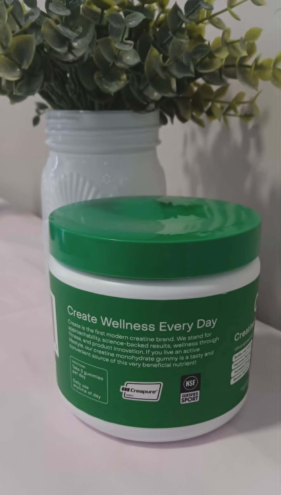 create – Creatine Monohydrate 45 Gummies Sour Green Apple-Dietary Supplement NEW