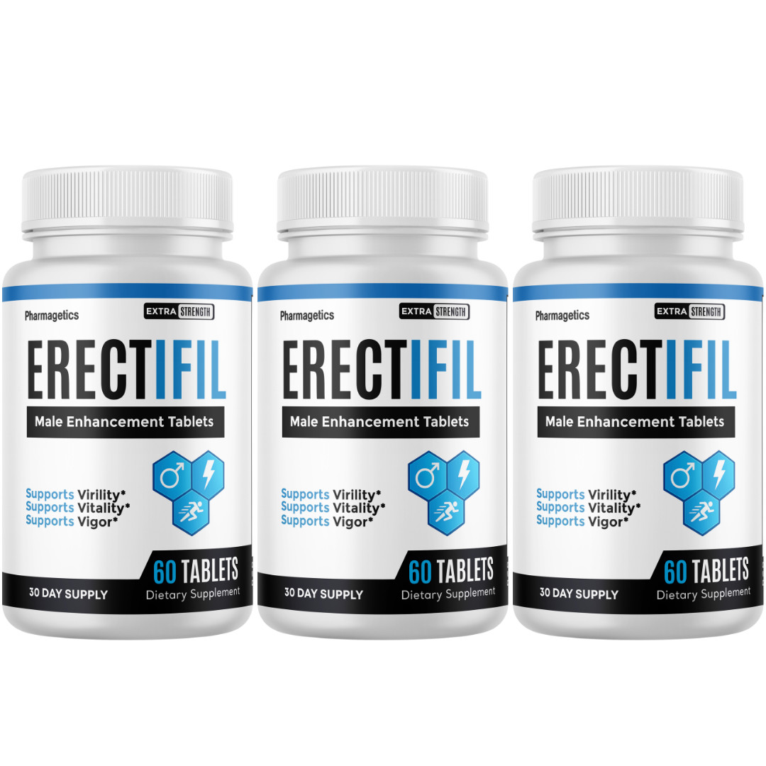 Erectifil Male Enhancement Supplement, (3 Bottles) Official Vitality Support