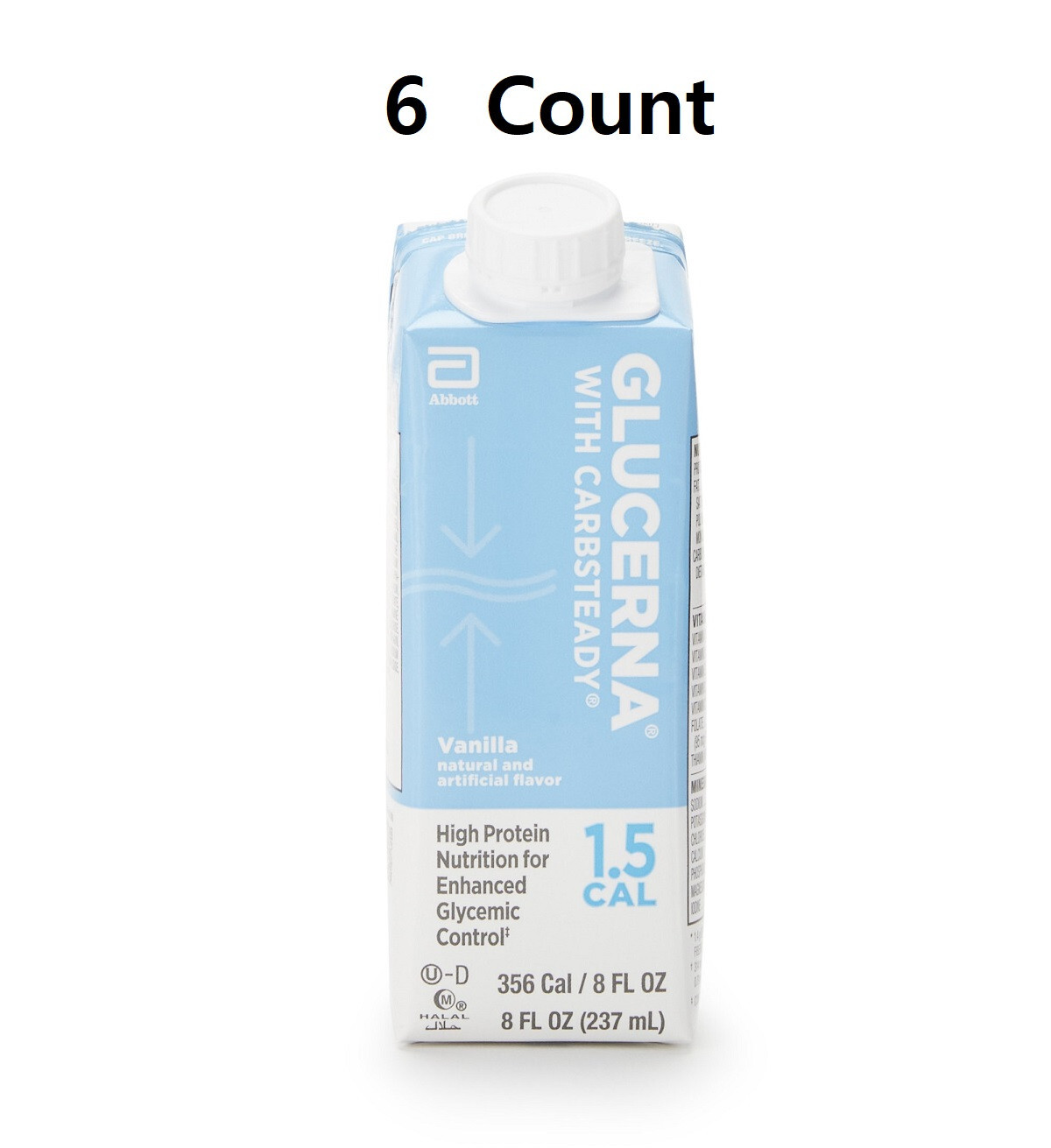 6 Count Glucerna Oral Supplement W CARBSTEADY 1.5 Cal Vanilla Flavor Liquid 8 oz