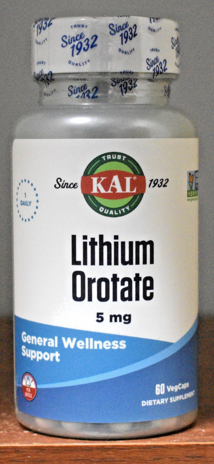 KAL Lithium Orotate 5 mg 60 Capsules General Wellness Support 5mg 60 VegCaps