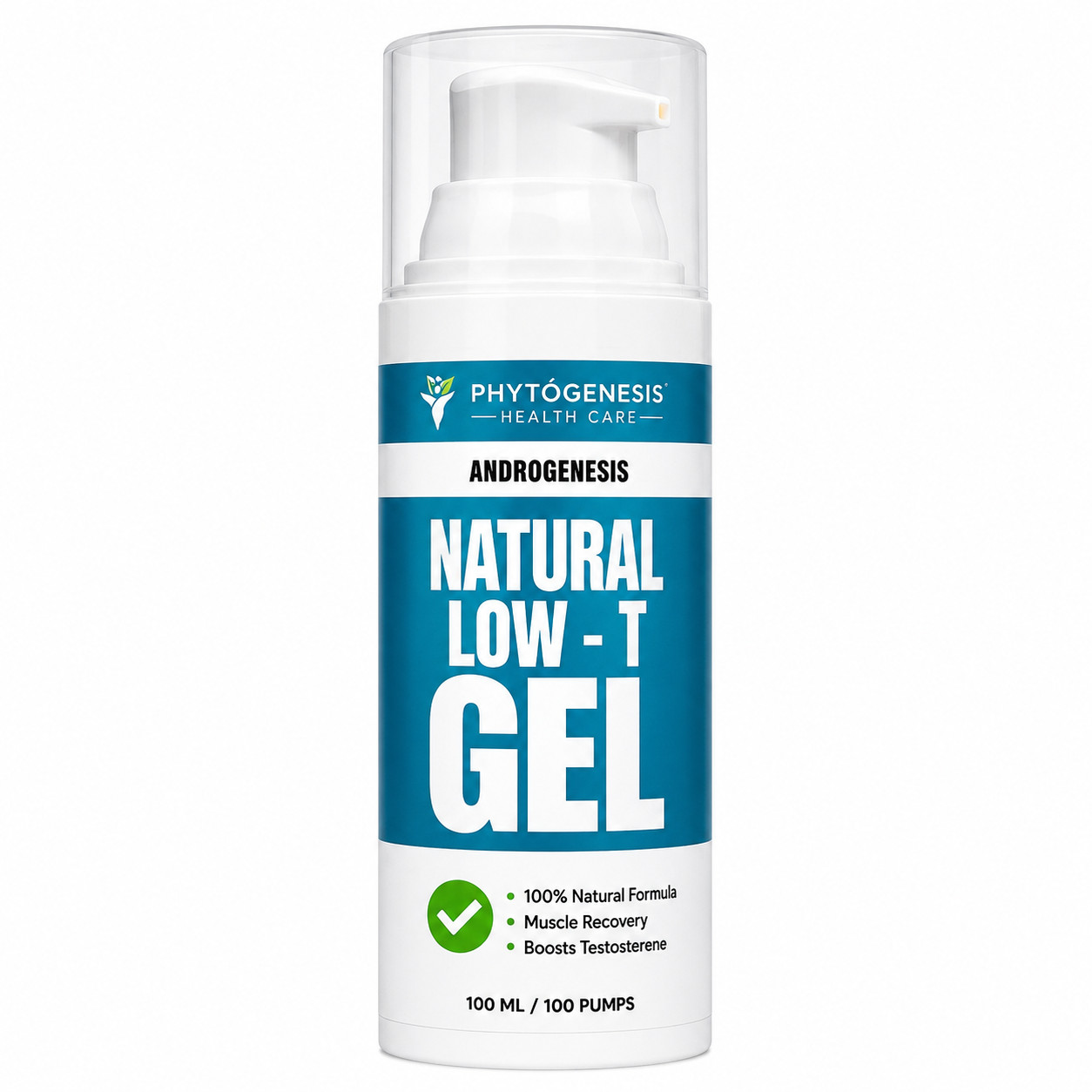 ANDROGENESIS Natural Low-T Support Gel – T Booster for Men – 1 Month Supply