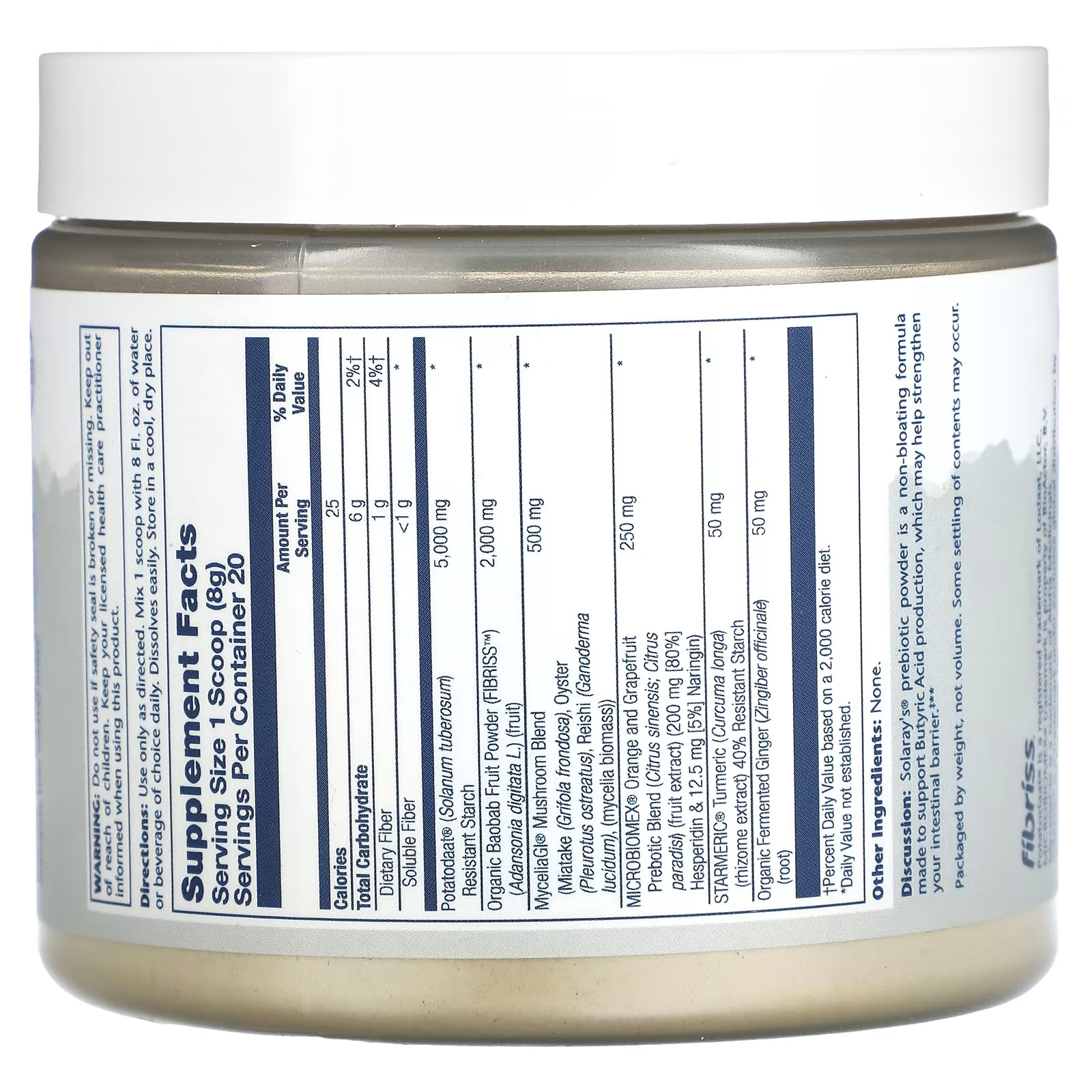 2 X Solaray, Mycrobiome Prebiotic Powder, Unflavored, 5.64 oz (160 g)