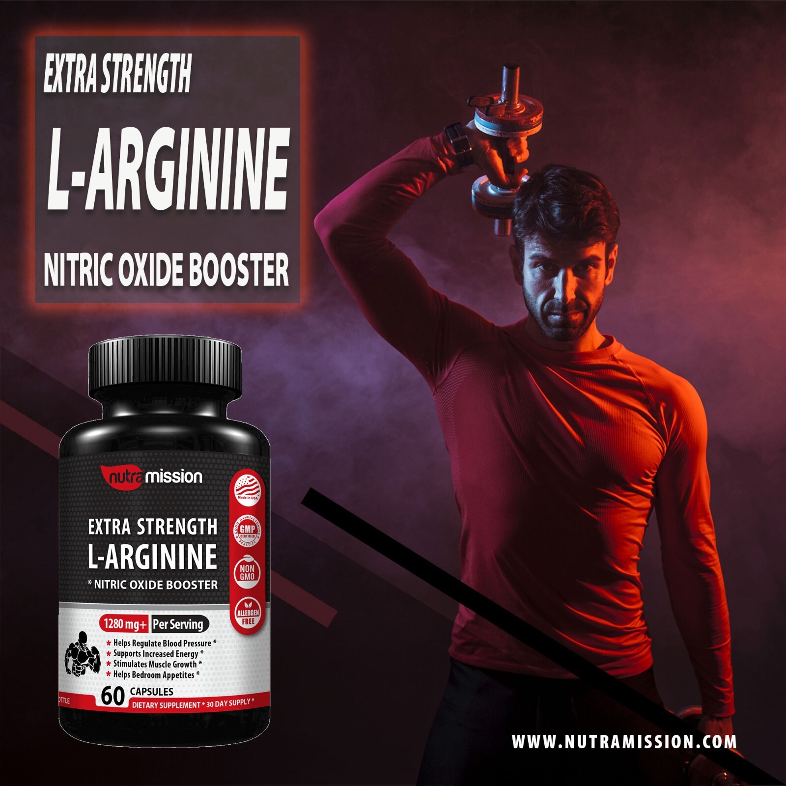 Testosterone & Libido Booster with L-Arginine for Men x3