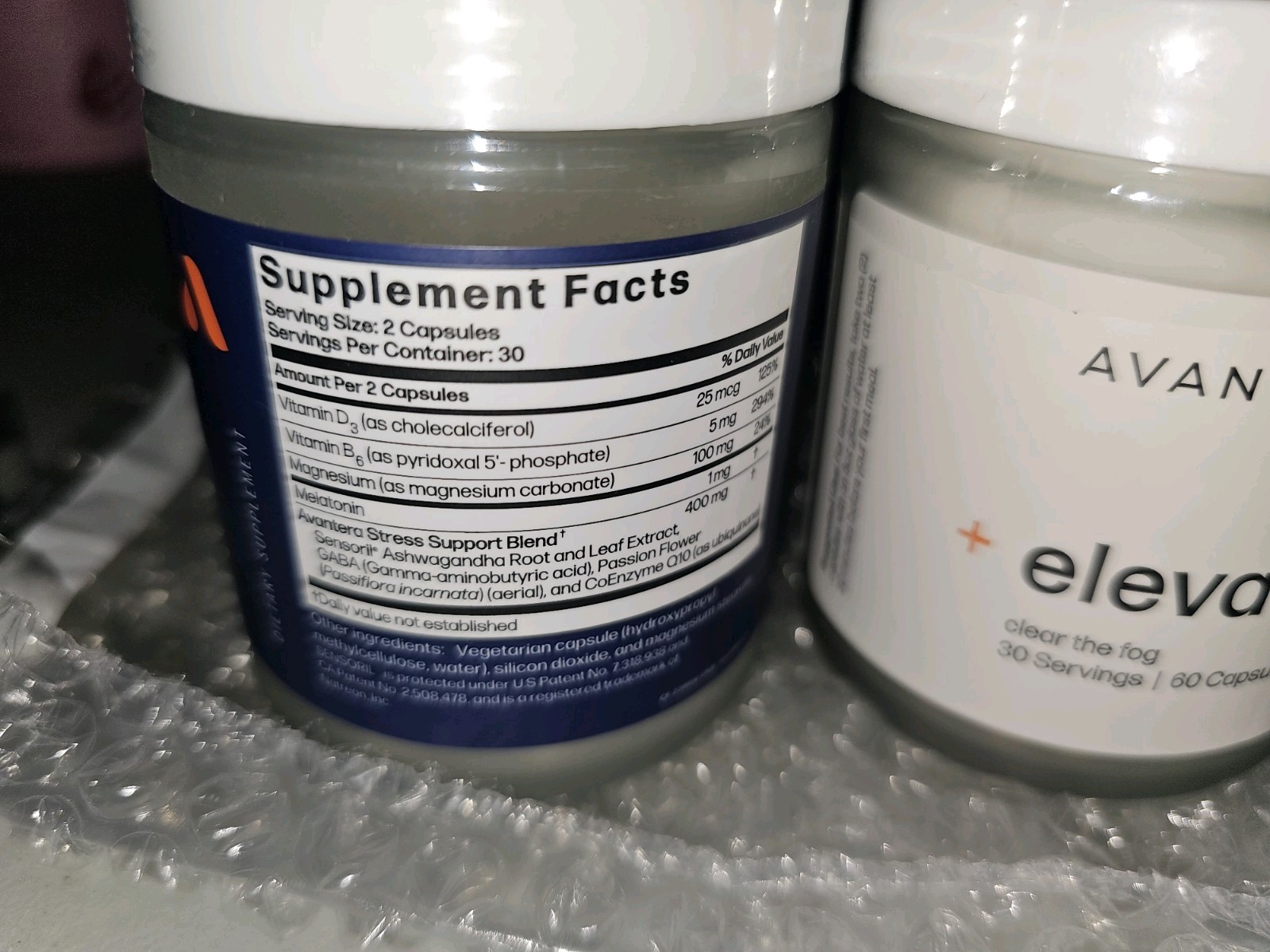 NEW & SEALED- AVANTERA 2 Bottles Of Elevate & 2 Bottles Of Unwind (60) caps each