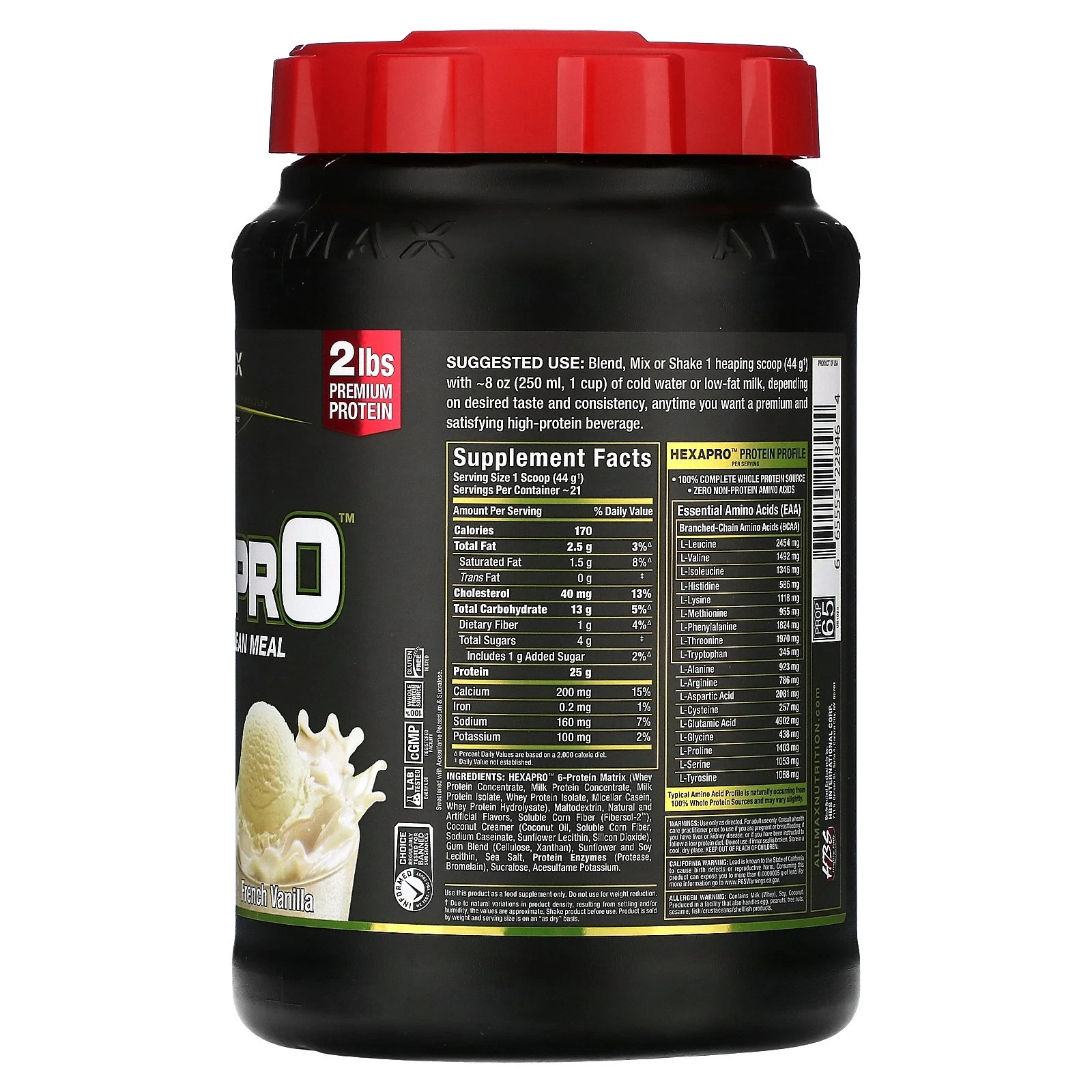 Hexapro™ High-Protein Lean Meal, French Vanilla, 2 lbs (907 g) Expires 3/27