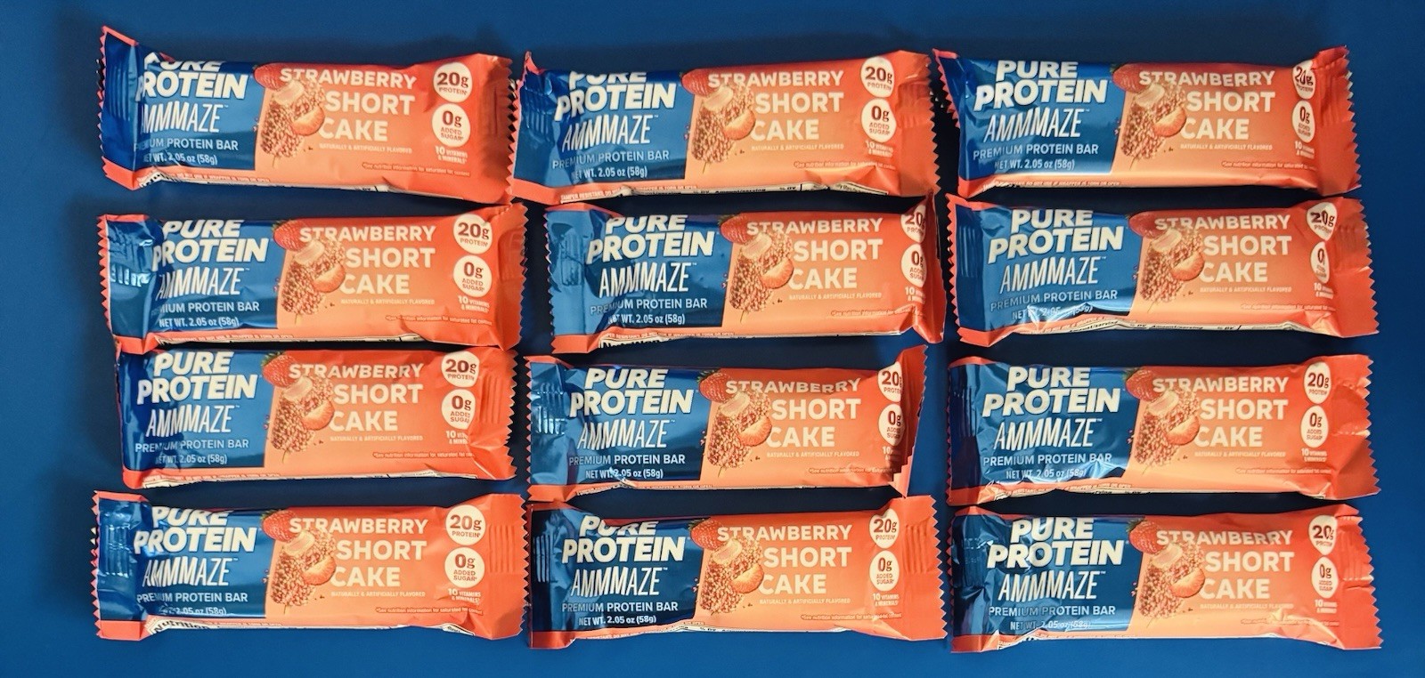 (12) Pure Protein AMMMAZE Strawberry Short Cake Bars 2.05oz. Bulk Lot BB: 11/26