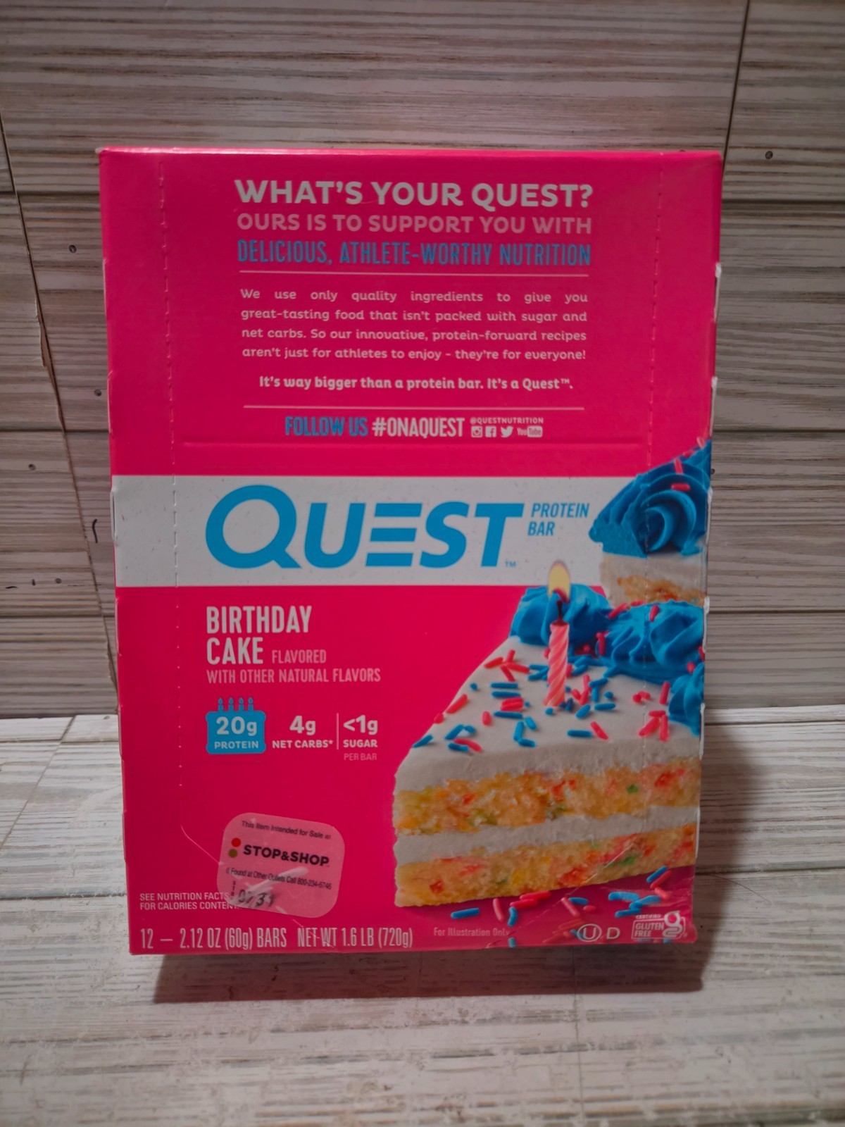 Quest Birthday Cake 20g 12 Protein Bars 2.12 OZ each 6/2026