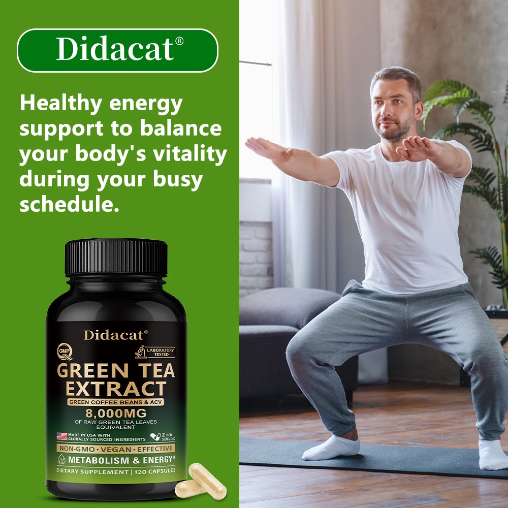 Green Tea Extract Capsules Coffee Beans Acv 8000mg Metabolism Energy 120 Pills
