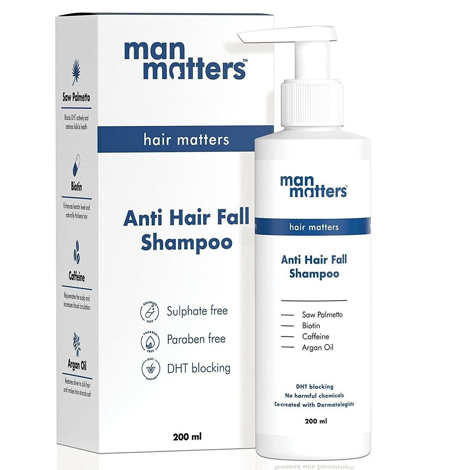 Man Matters Double DHT Blocking Anti Hair Fall Shampoo with Saw Palmetto 200ml