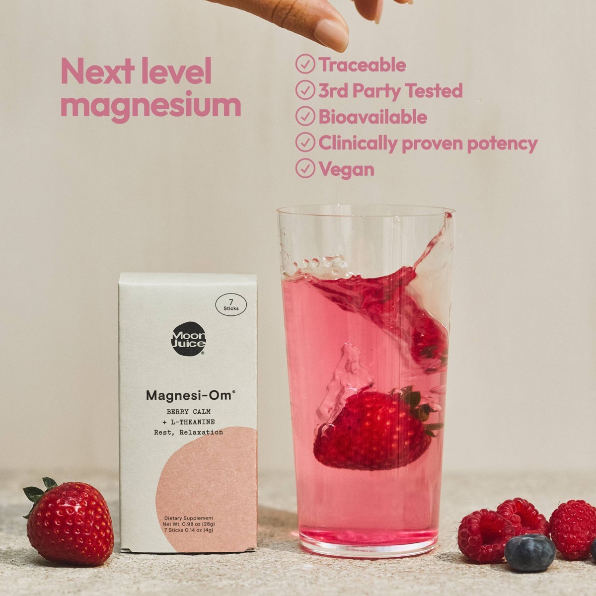 Moon Juice Magnesi-Om Magnesium Powder Supplement – Berry – 0.98oz/7ct