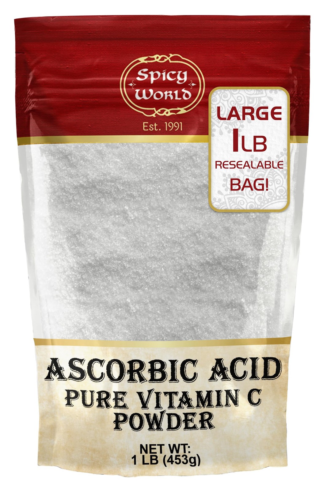 Spicy World Ascorbic Acid 1 LB Bulk Bag – Pure Vitamin C 16 Ounce (Pack of 1)