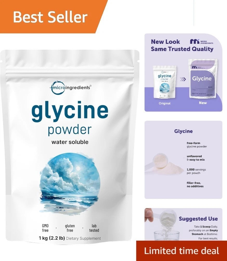 Water Soluble Glycine Powder 2.2 lb – Non-GMO & Gluten Free, 1000mg Servings
