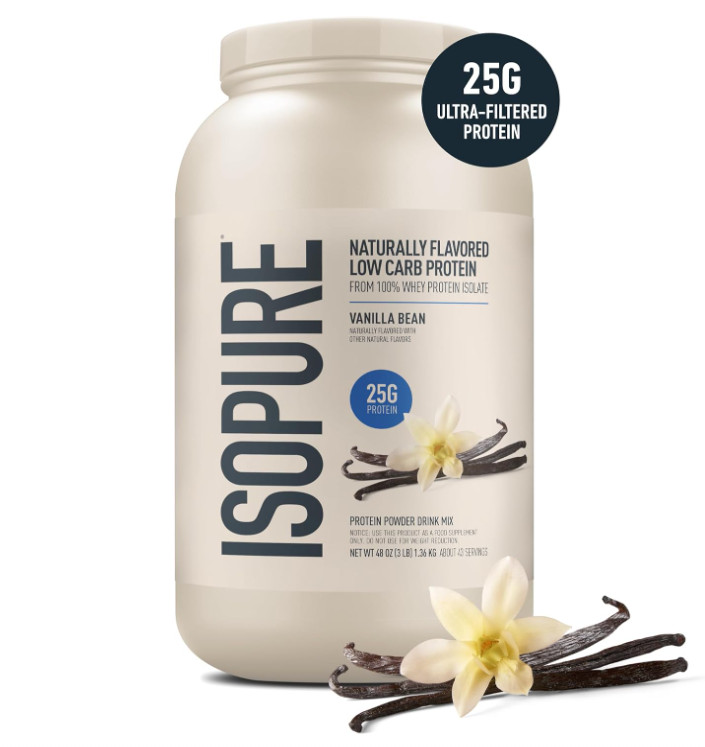 Isopure Low Carb Whey Protein Isolate, Vanilla, 3 lb, 43 Servings