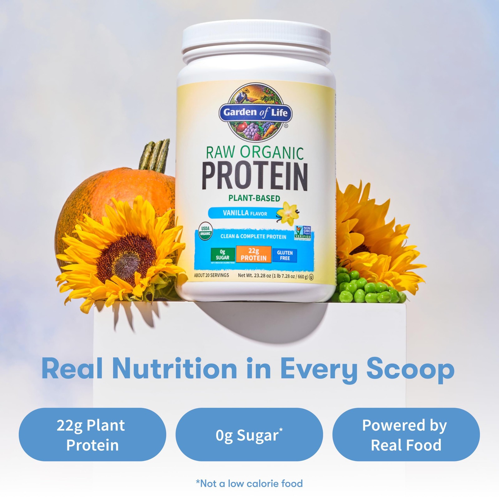 12/26 Garden of Life Protein Powder, Vegan Protein Powder, Vanilla, 1.5 LB