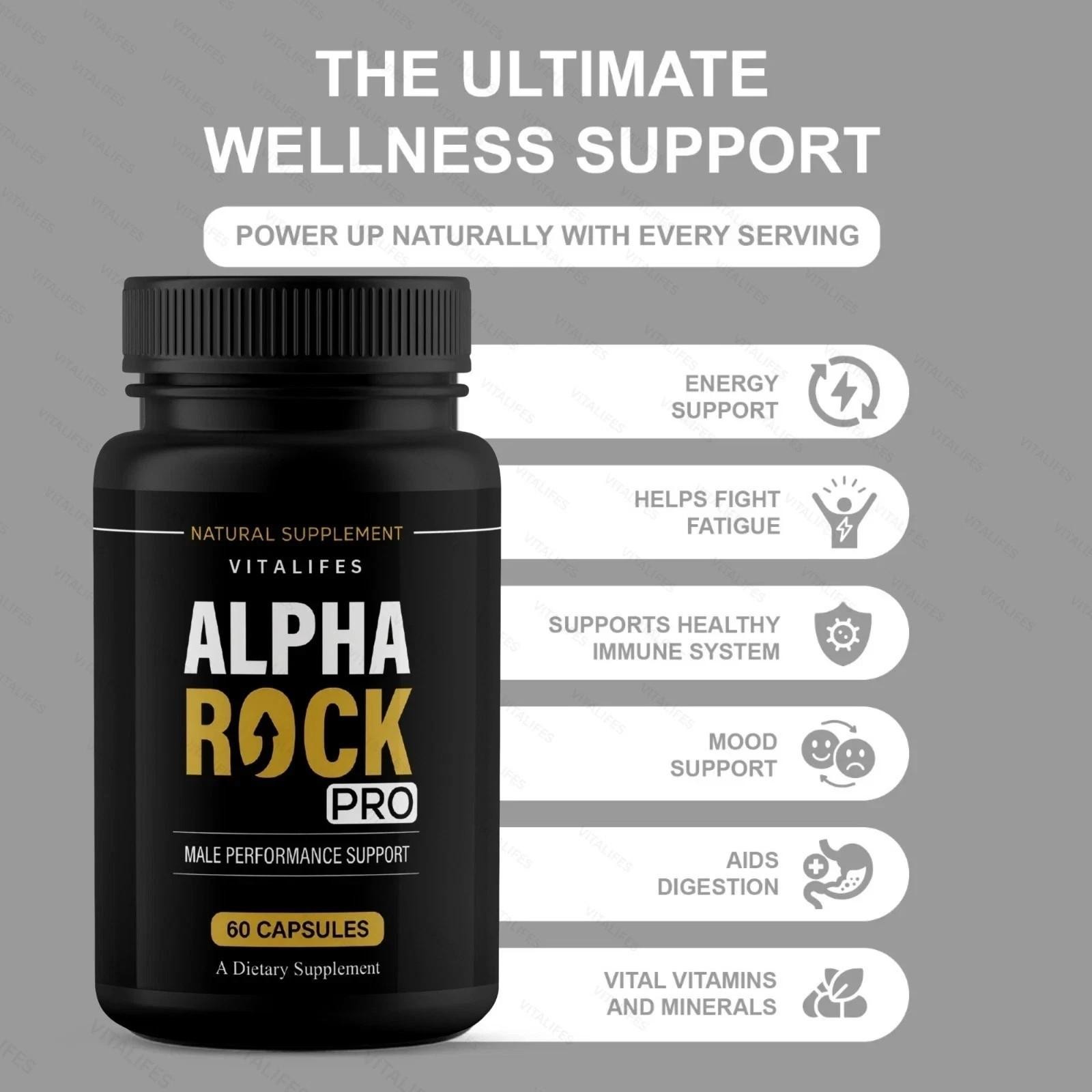 Alpha Rock Pro Pills, Alpha Rock Performance Supplement (60 Capsules)