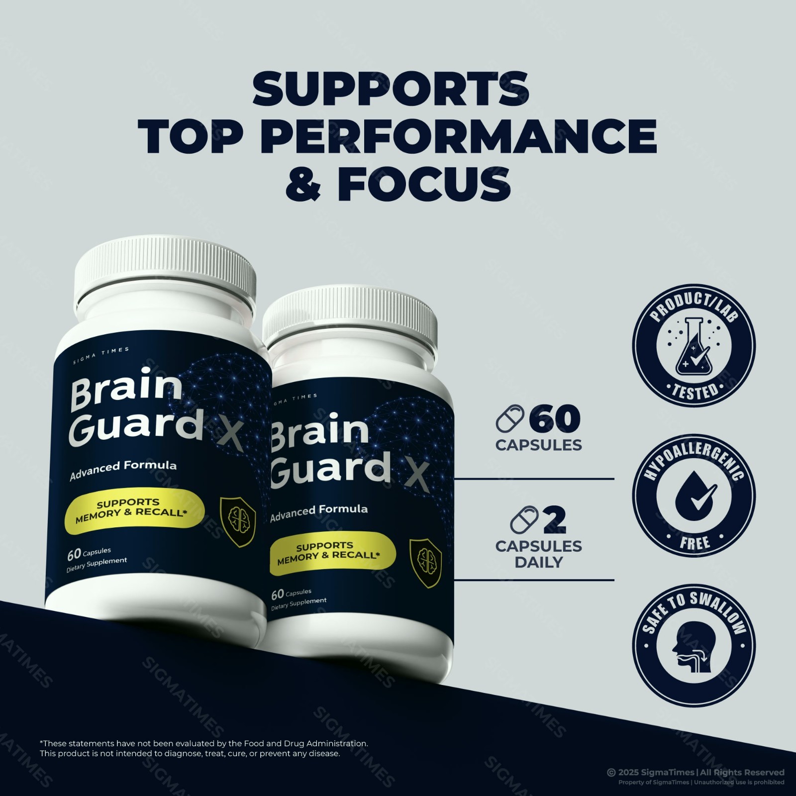 Brain Guard X Capsules, Advanced Formula for Brain Health & Memory – 5 Pack