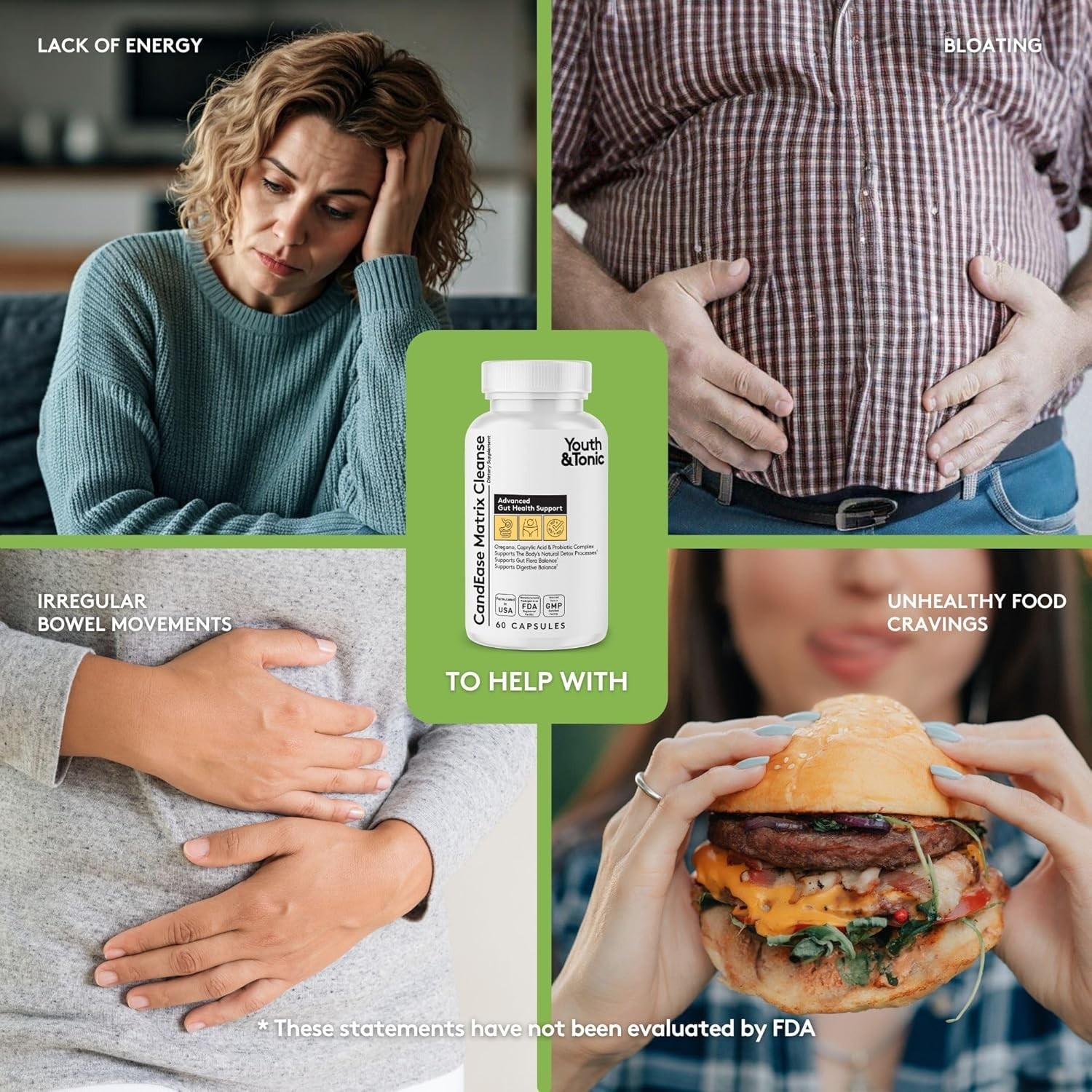 Gut Health Support Capsules with Oregano, Caprylic Acid, and Digestive Enzymes