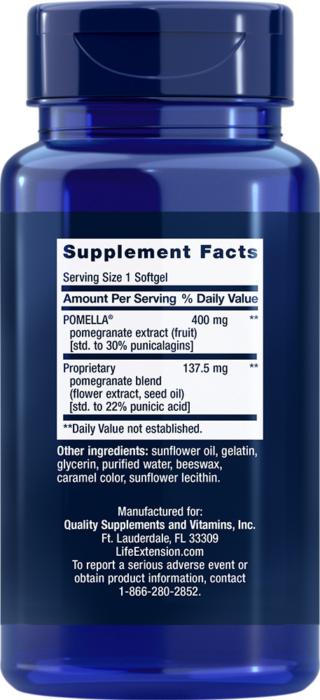 Life Extension Pomegranate Complete Supplements 30 Softgels x 3 Bottles