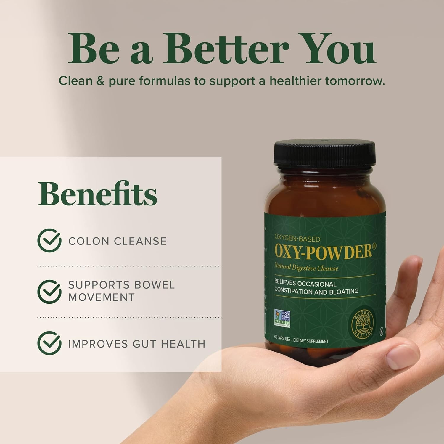 Oxy-Powder Colon Cleanse for Digestive Health, Constipation & Gut Detox 60 Ct