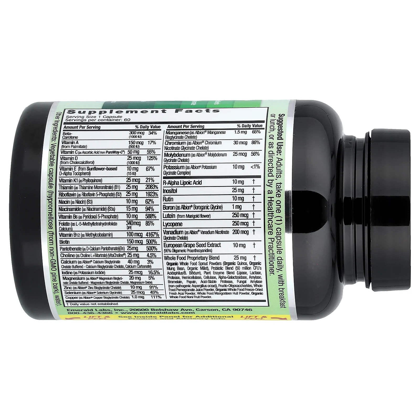 2 X Emerald Laboratories, Coenzymated Complete 1-Daily Multi, 60 Vegetable Caps