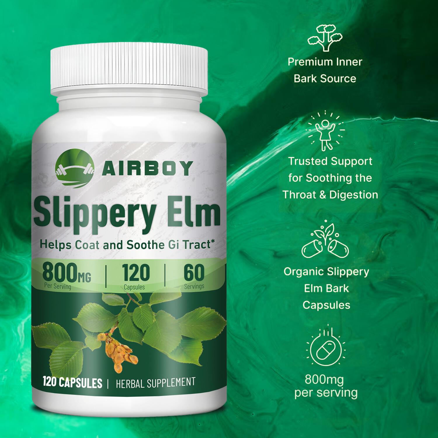 Slippery Elm-Support Digestive Health, Gut Health, Digestive Constipation Relief