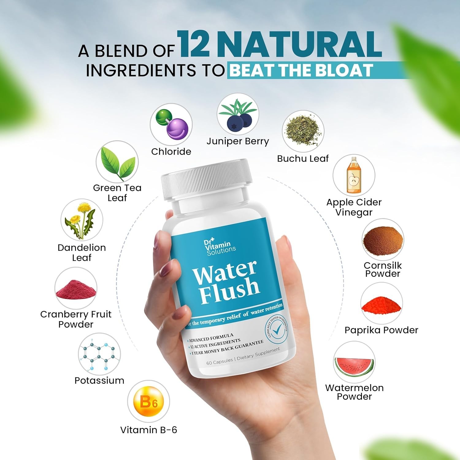Dr. Vitamin Water Flush Pills Relief For Retention Weight Loss Detox Herbal