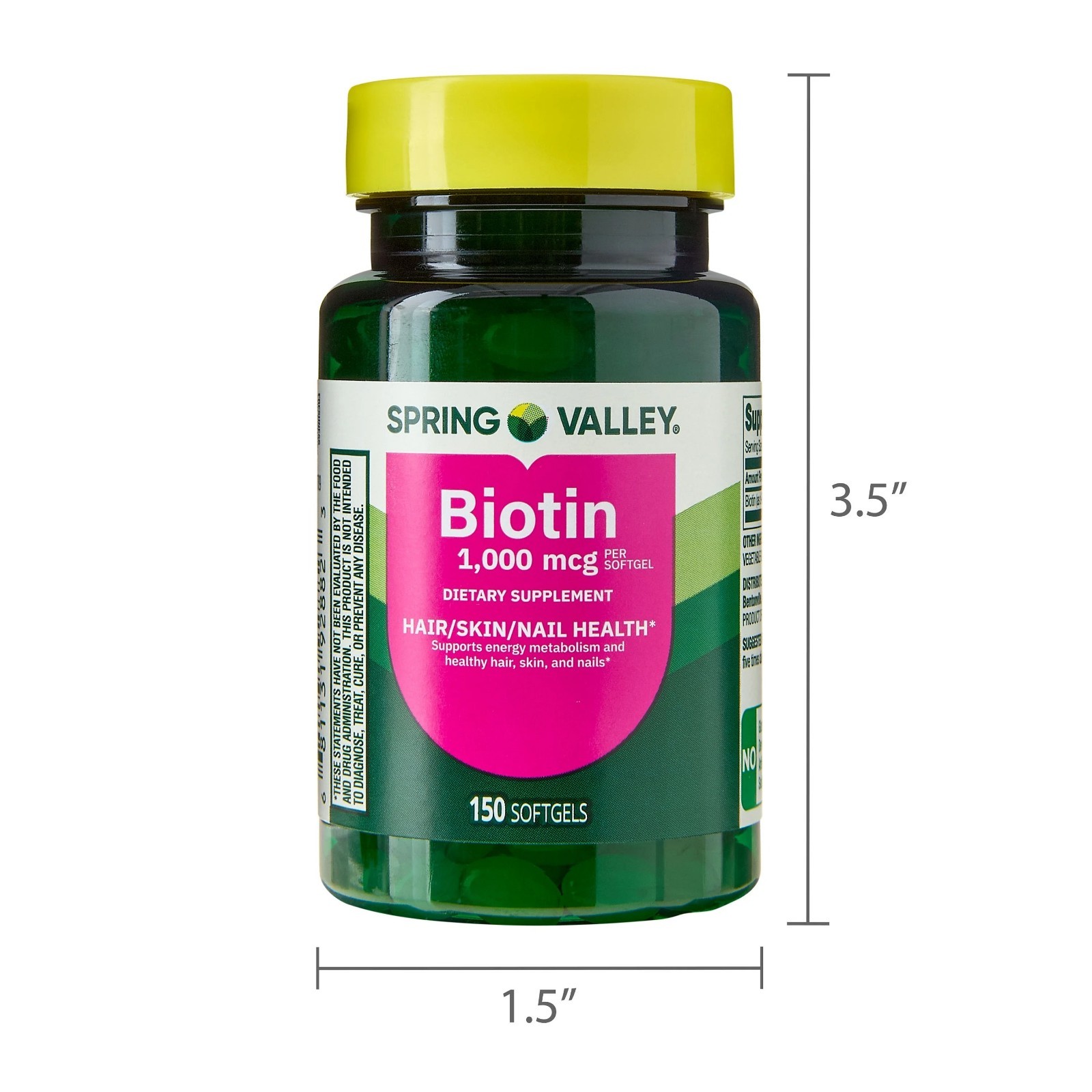 2 pack Spring Valley Biotin Dietary Supplement Softgels for Hair/Skin/Nails He