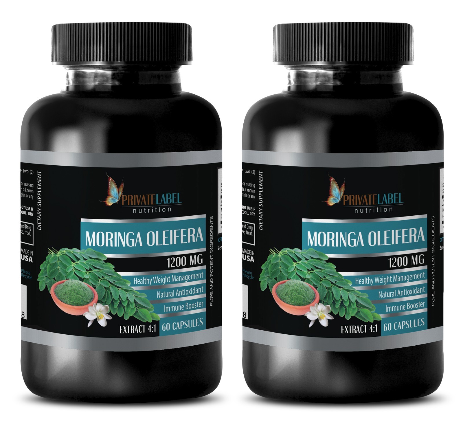 100% Pure Natural Moringa Oleifera Extract 1200mg Weight Loss 2 B, 120 Capsules