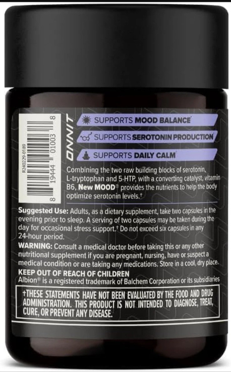Onnit New Mood 30 ct | Stress Relief, Calm, & Sleep Support Formula | Exp: 08/26
