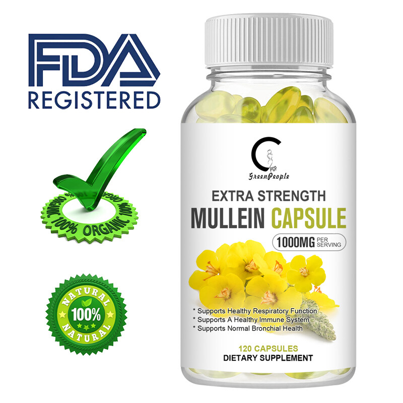 120 Mullein Leaf Capsules For Lung Cleansing & Detox Herbal Dietary Supplement
