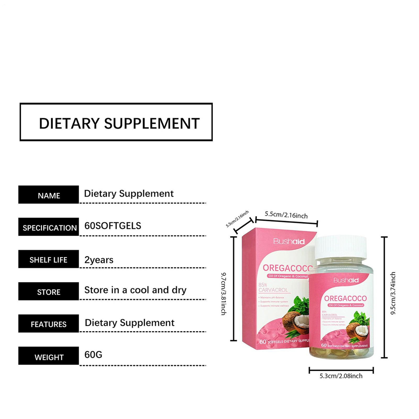 OREGACOCO Oil of 60 and Coconut Oregano Softgels
