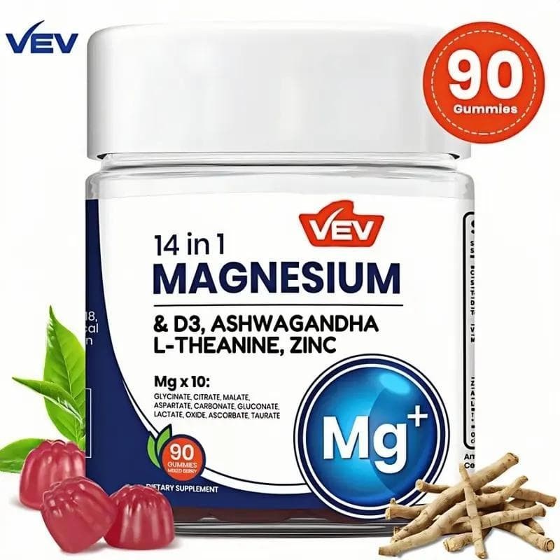 VEV 14-in-1 Magnesium Gummies – Including Ashwagandha, L-Theanine, Vitamin D3 &