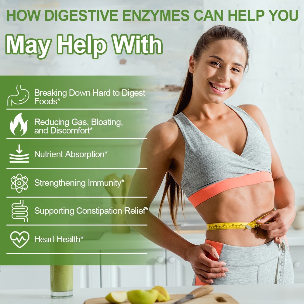 Digestive Enzymes Prebiotic & Probiotics Pancreatin Enzimas Digestivas 60PCS