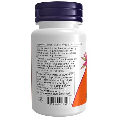 NOW Supplements, Vitamin A 10,000 IU, Eye Health*, Essential Nutrition, 100 Soft