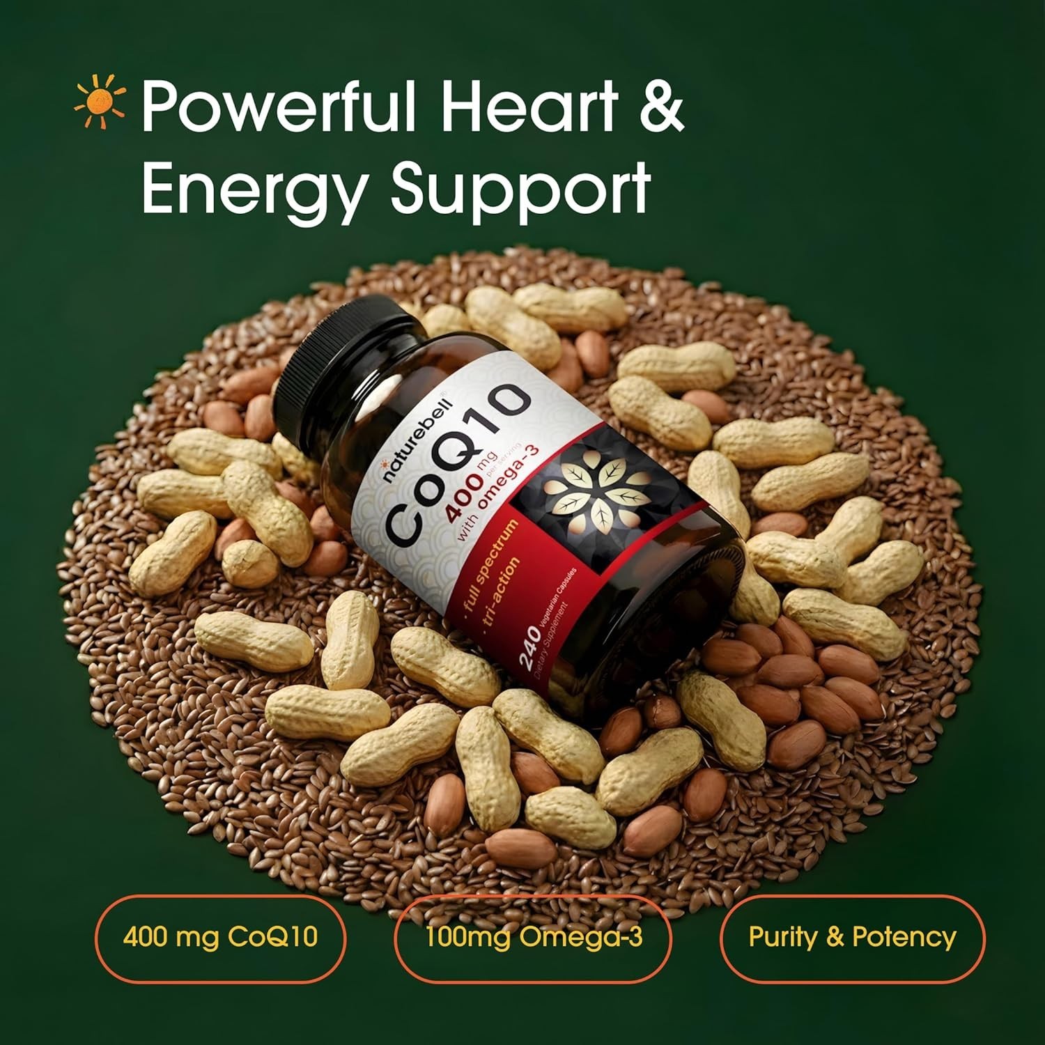 CoQ10 400mg with Omega 3 Fatty Acids, 240 Caps Antioxidant/Heart Support