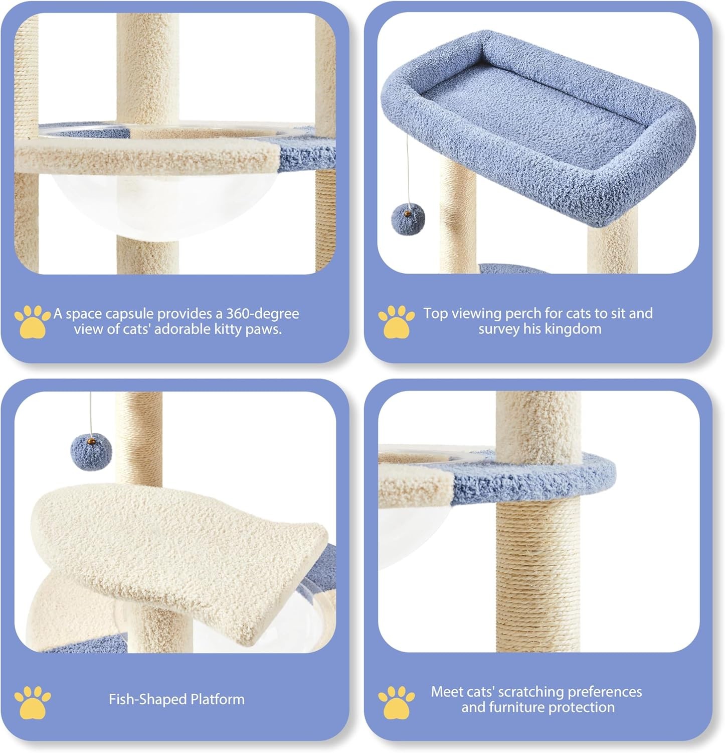 Yaheetech Cat Scratching Posts with Cat Bed,35in Cat Scratcher with 2 Scratching