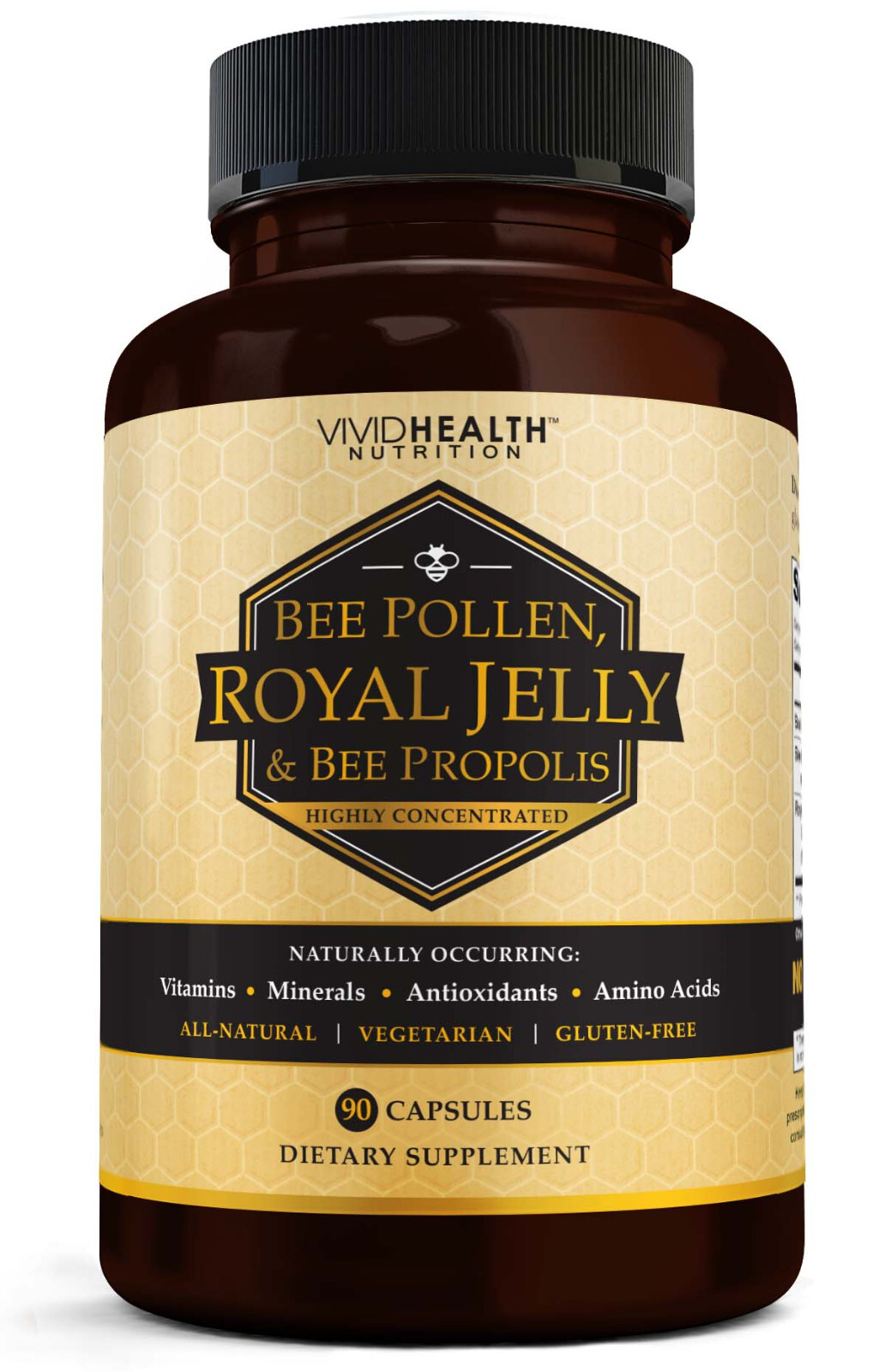 ROYAL JELLY Supplement w/ BEE POLLEN & PROPOLIS Immune System Booster raw pure
