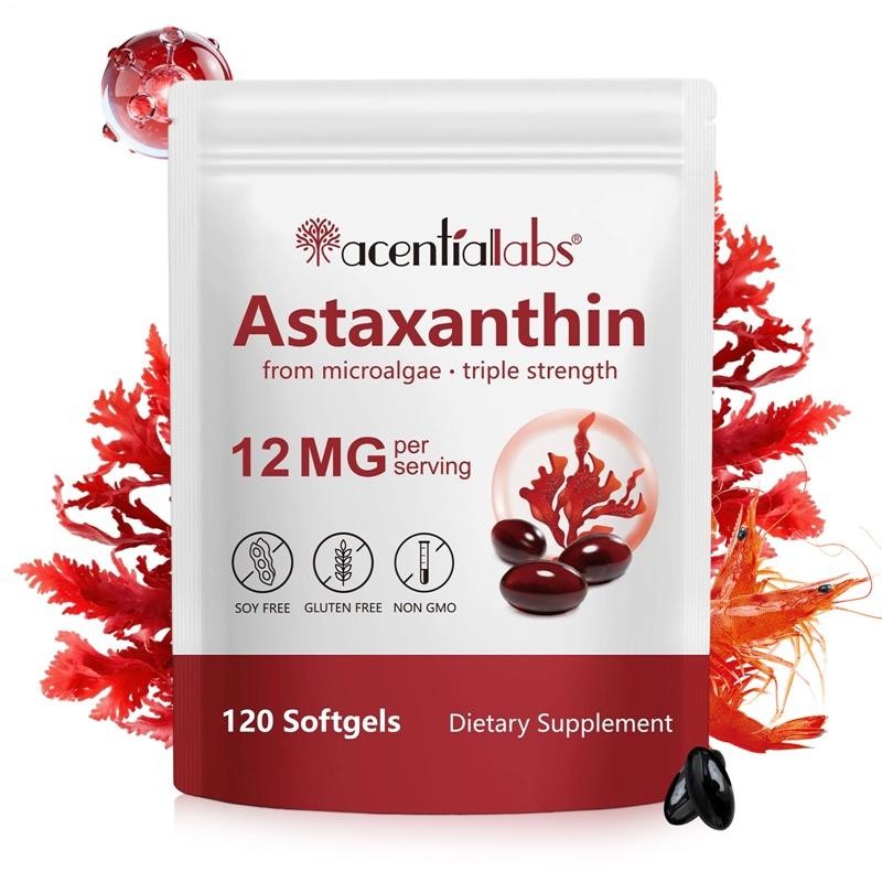 Acentiallabs Triple Strength Astaxanthin 12mg 120 Softgels Eye Skin Health