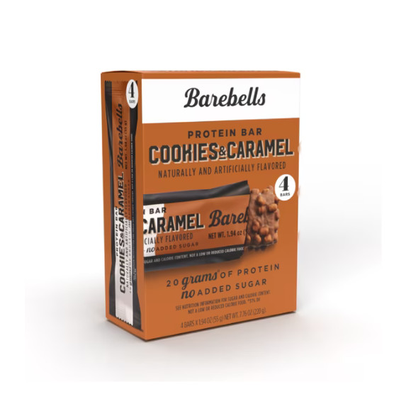 (2 PK) Barebells Protein Bars with 20g High Protein, Cookies & Caramel – 4 Count