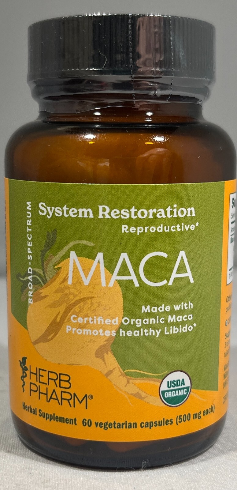 Herb Pharm MACA 500mg, Organic, 60 Vegetarian Capsules – EXP: 4/26